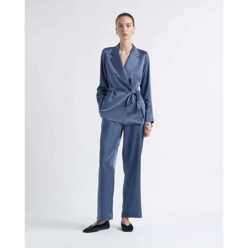 Cue Satin Tie Belt Shirt image number 3